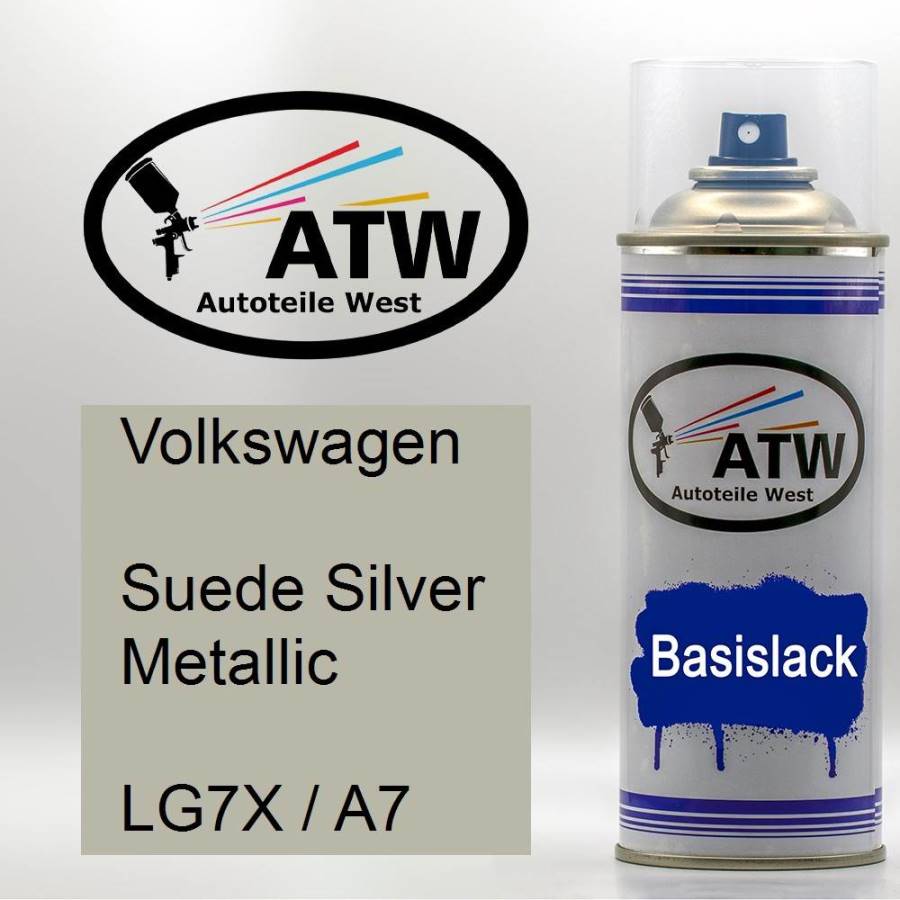 Volkswagen, Suede Silver Metallic, LG7X / A7: 400ml Sprühdose, von ATW Autoteile West.